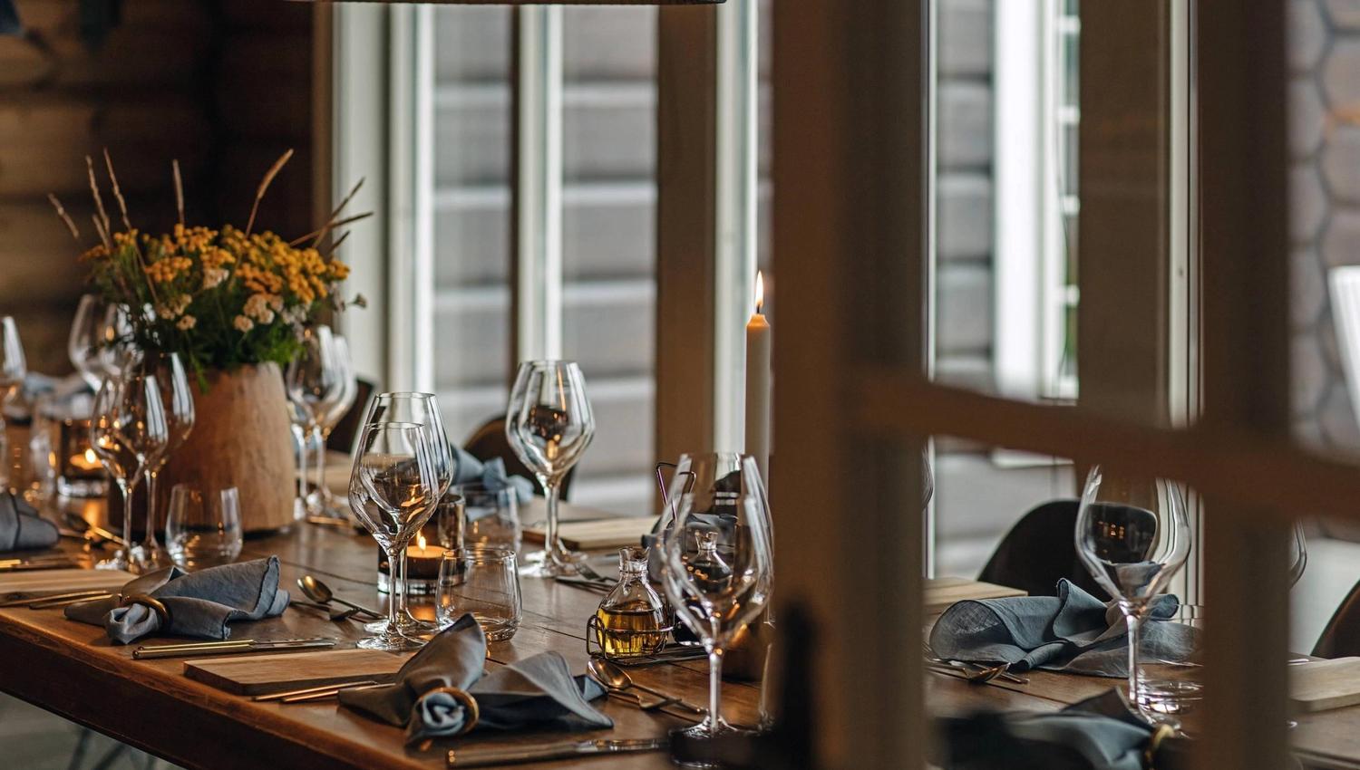 Wineglasses on a table