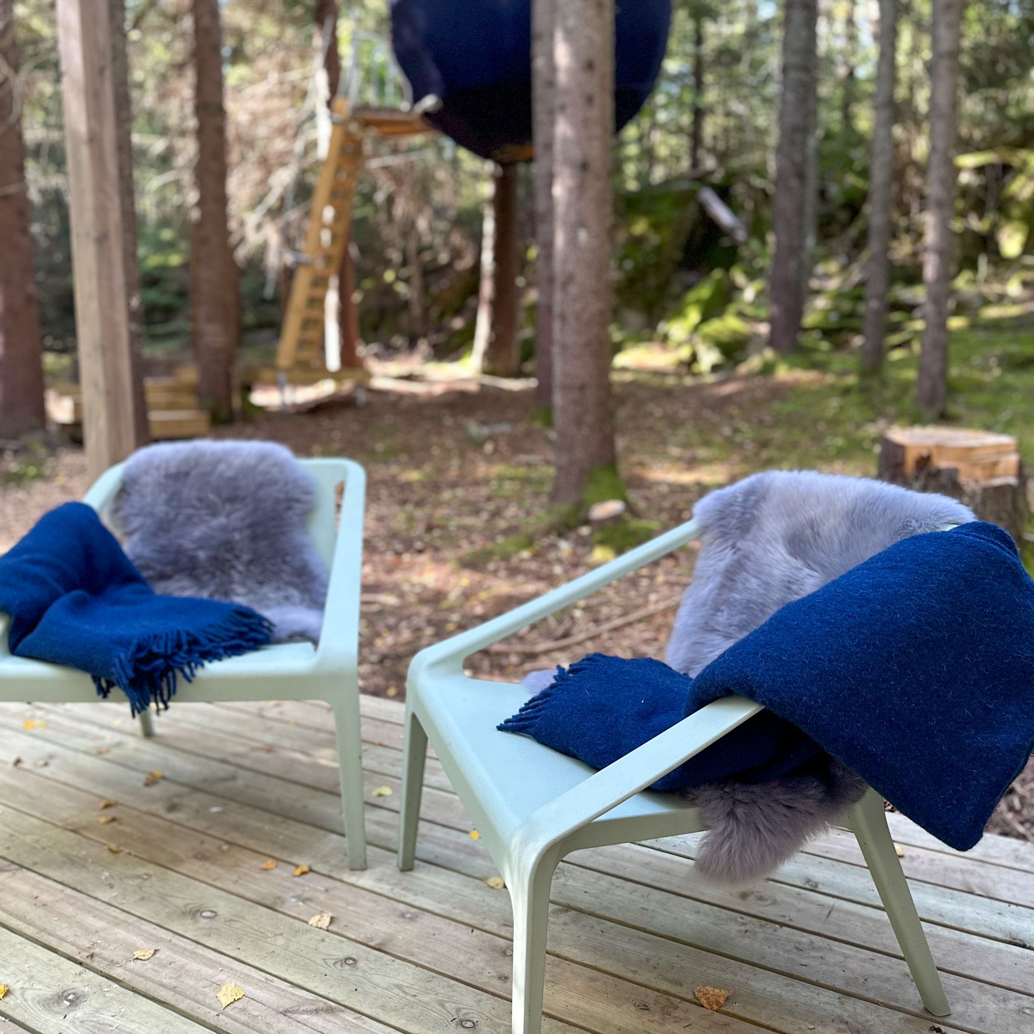 Chairs on the terrace with carpets