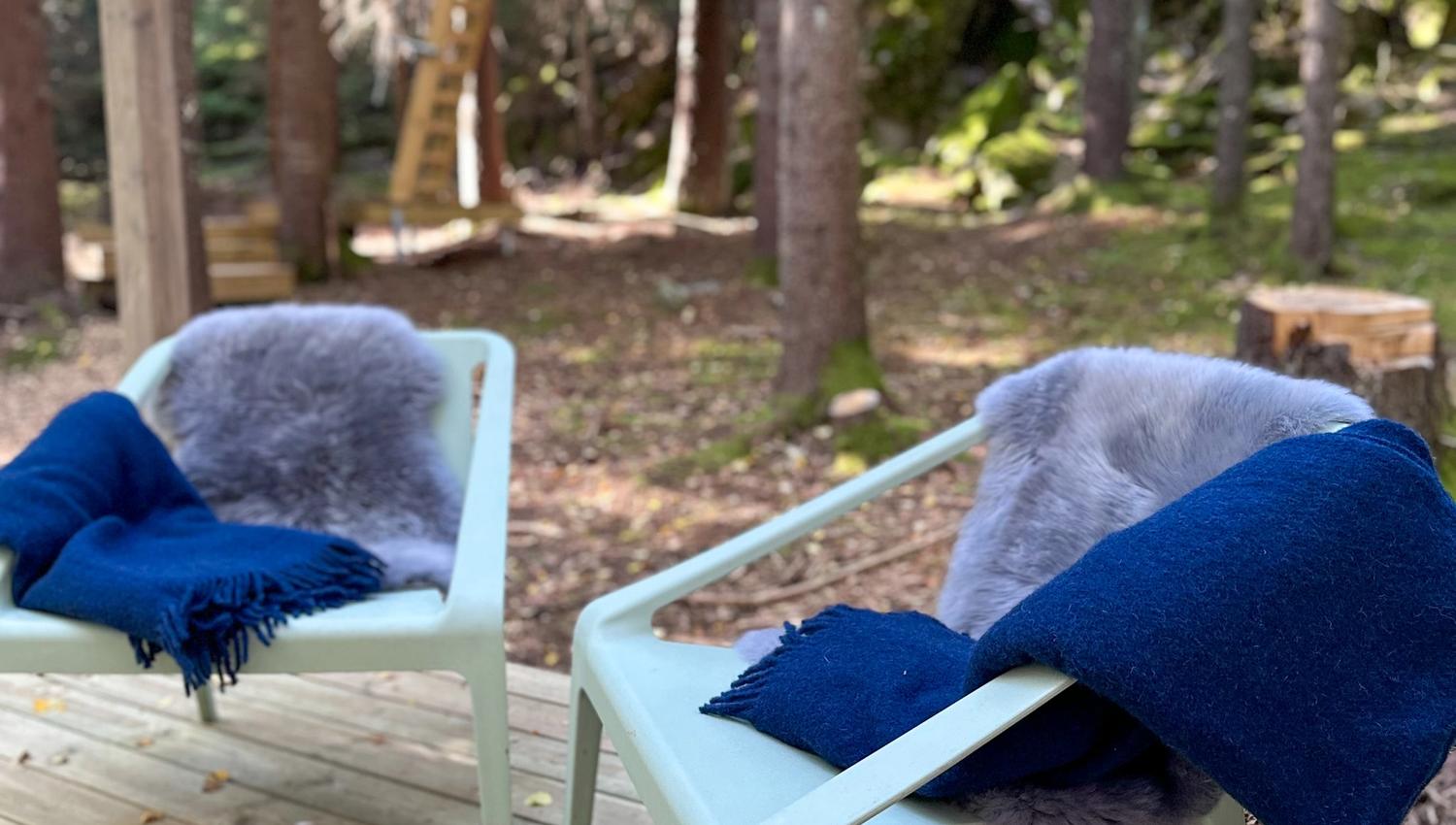 Chairs on the terrace with carpets