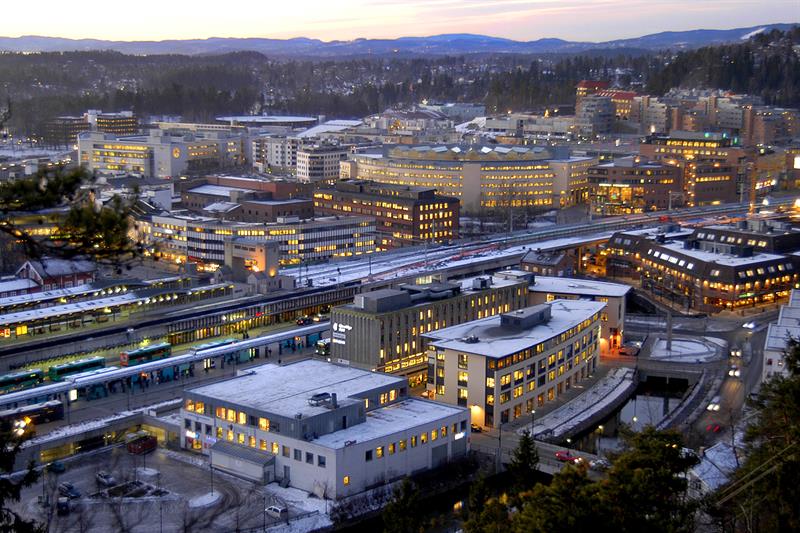 Sandvika by night.