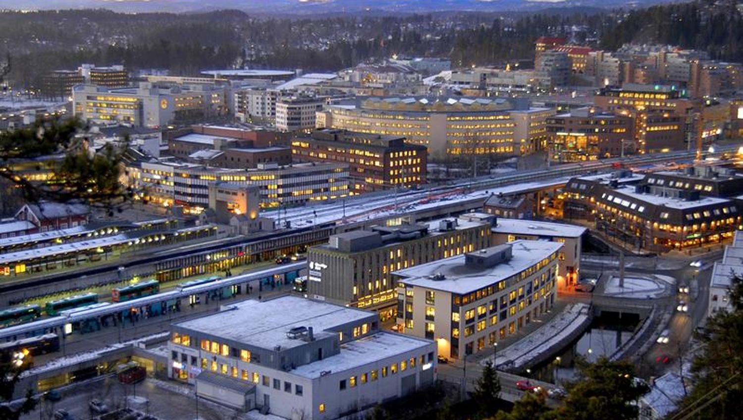 Sandvika by night.