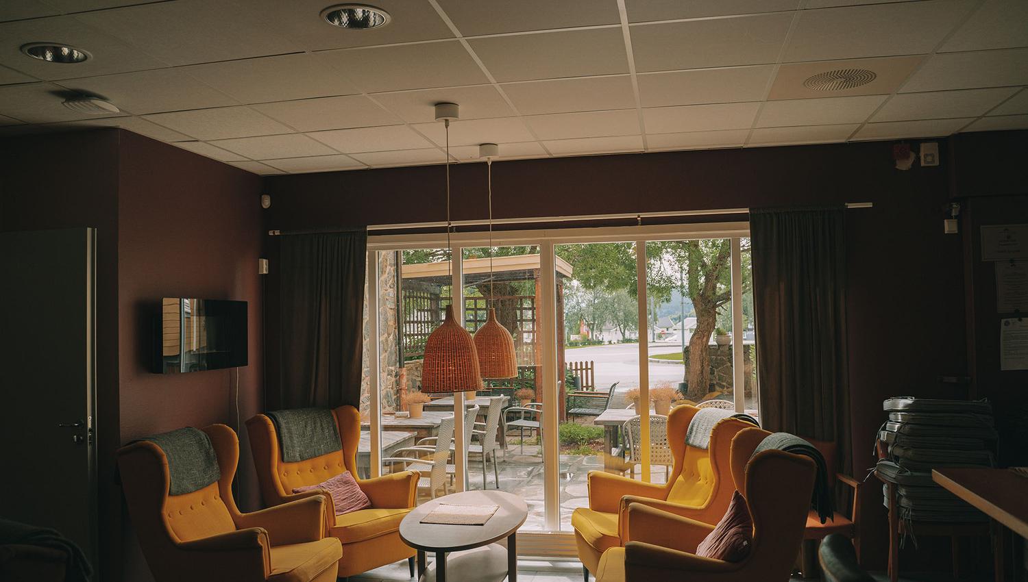 En av de mange sitteområdene på Malm Hotell