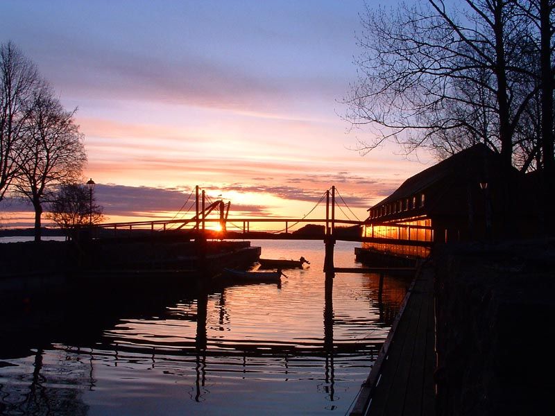 Canal bridge at sunset