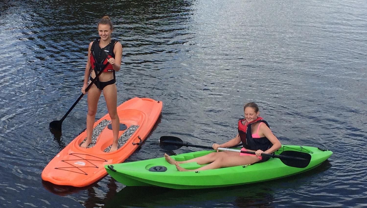 Two girls on a kayak