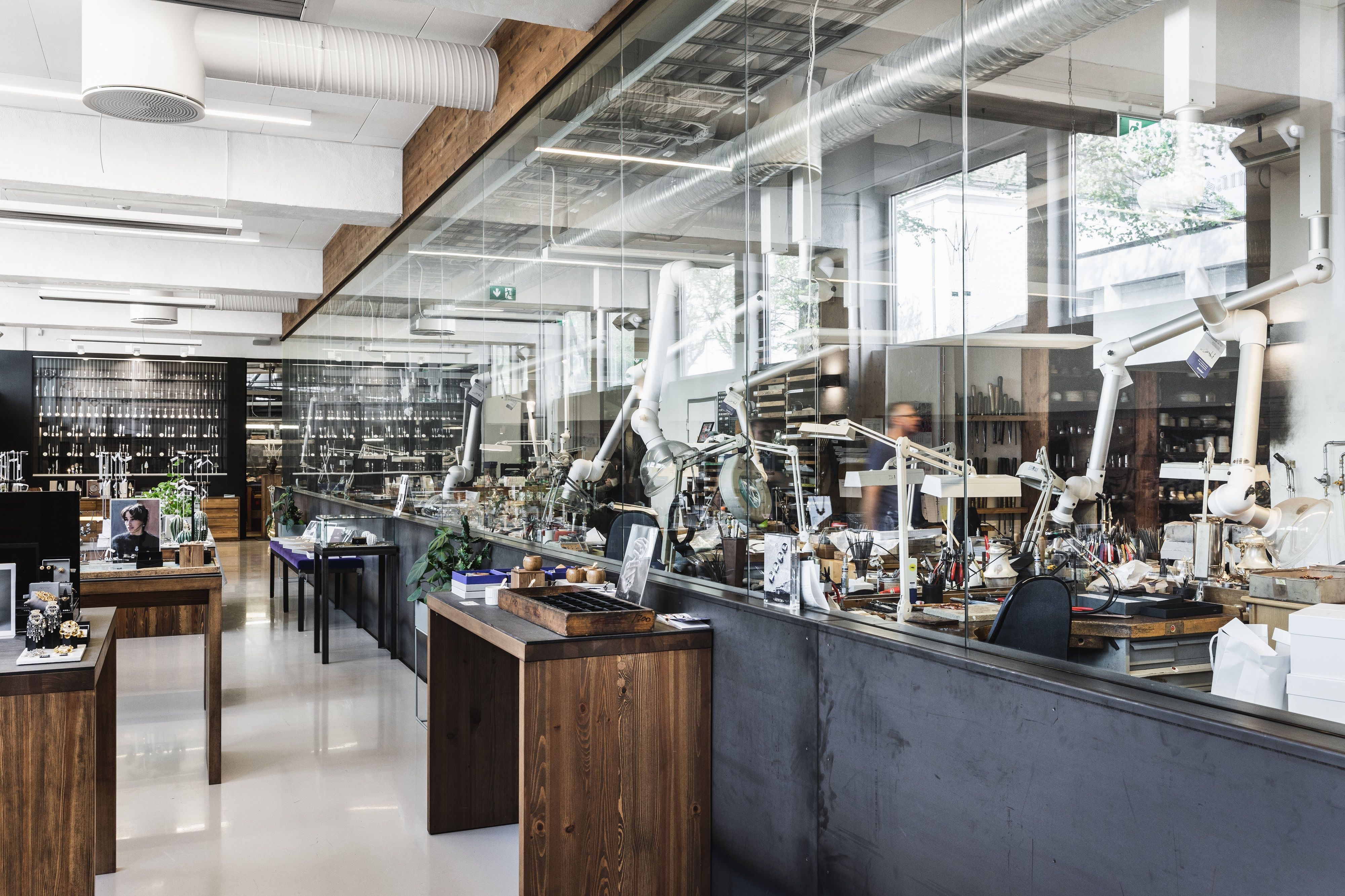 Shop and factory, glass wall, ARVEN