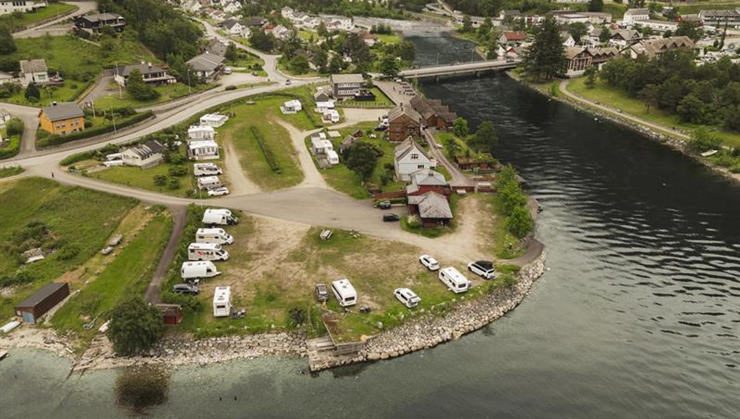 A top down drone photo of the campground.