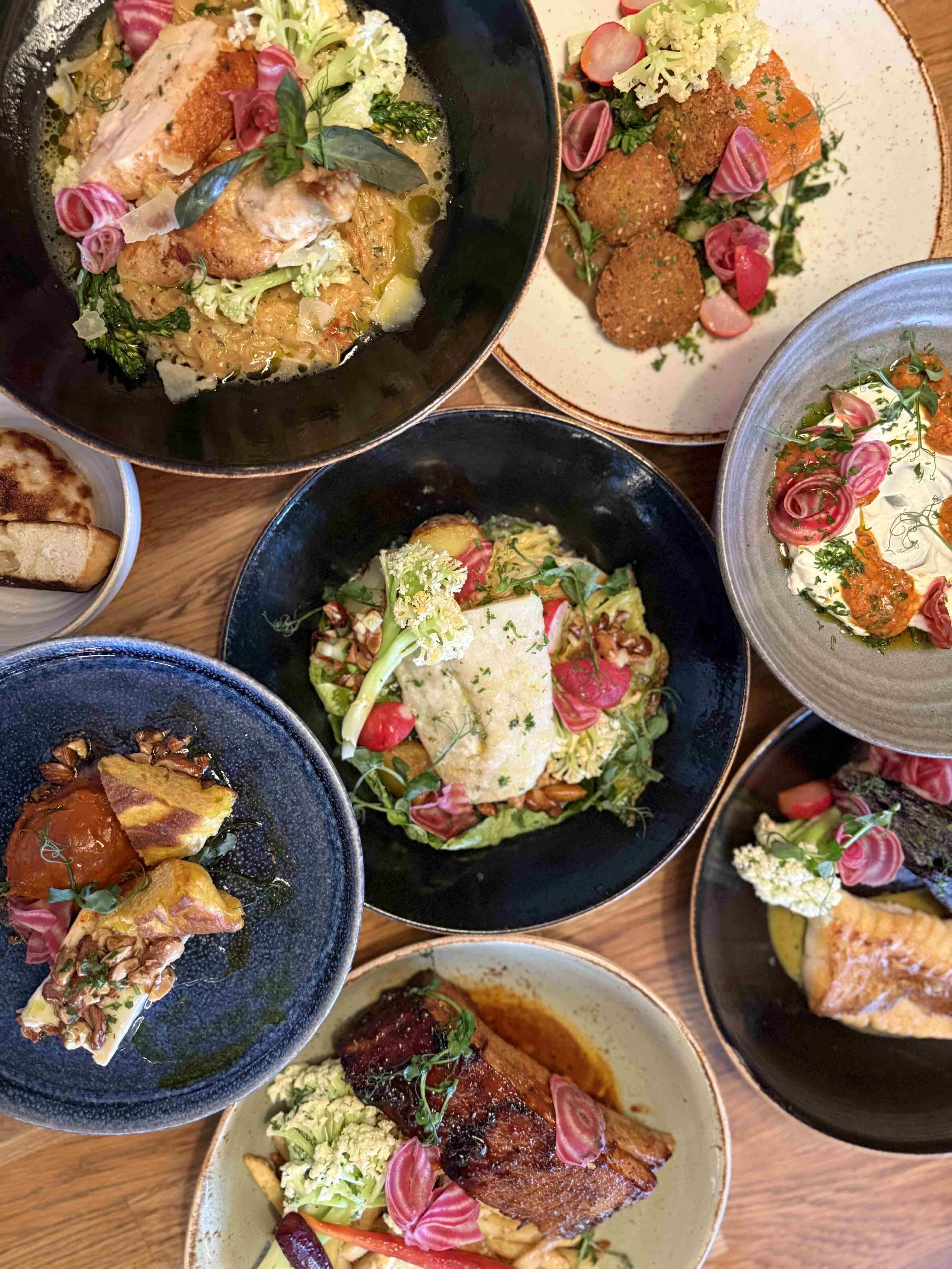 Presentation of different food on the menu