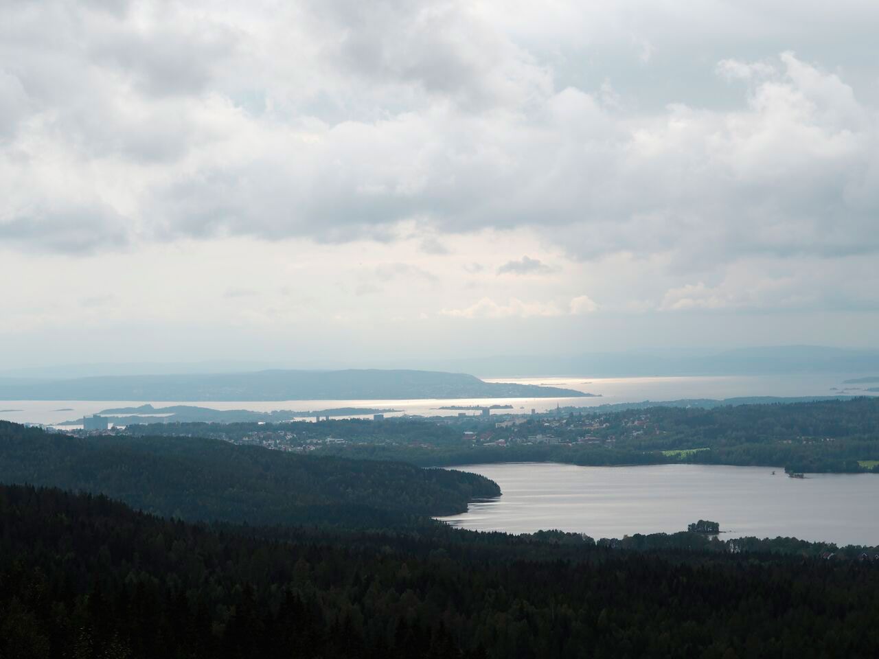 water and green hills