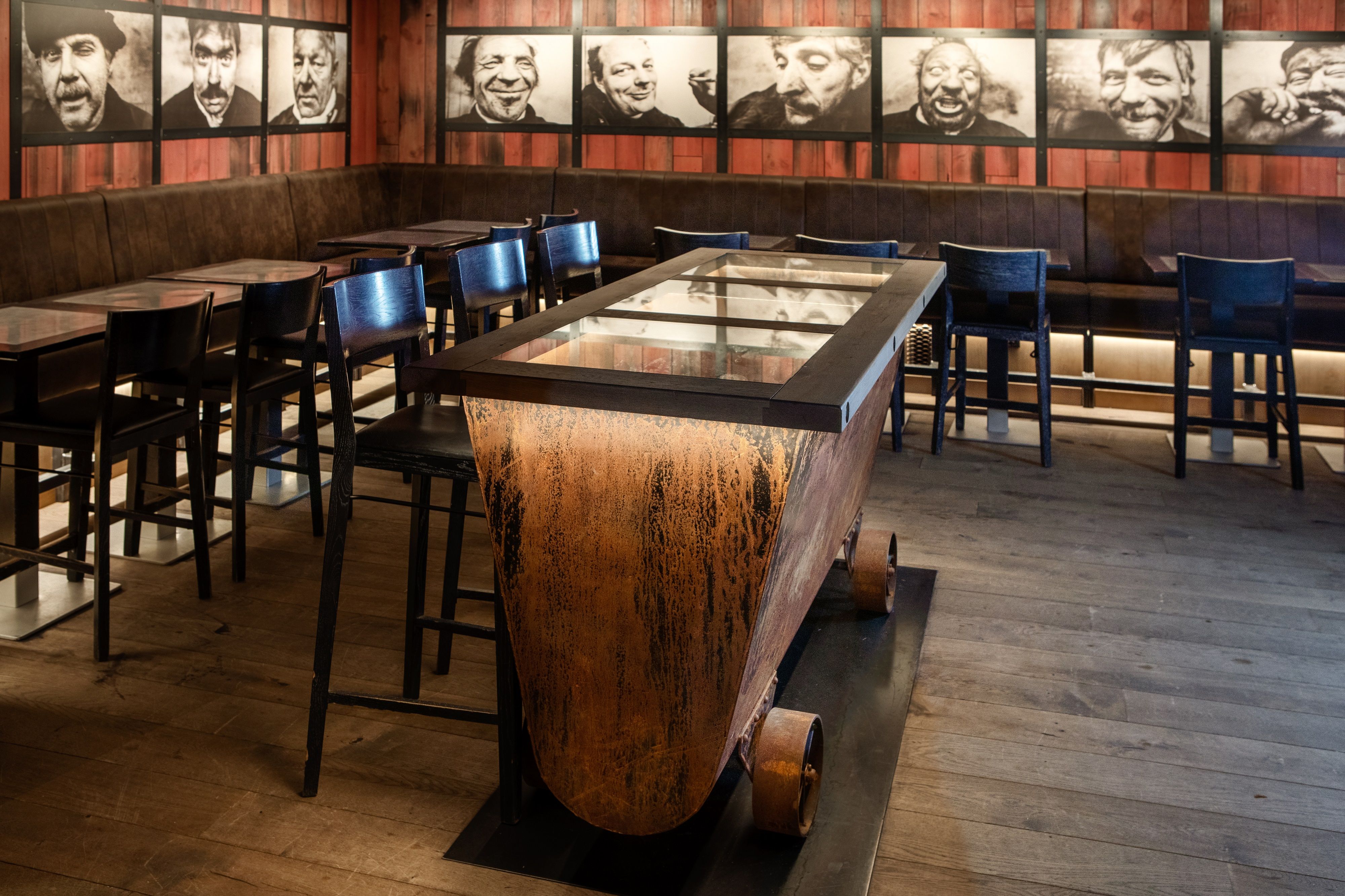 Table made with a mine cart