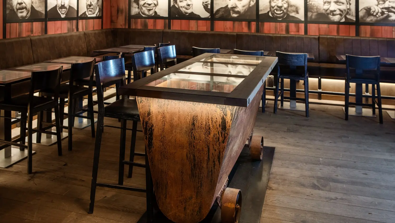 Table made with a mine cart