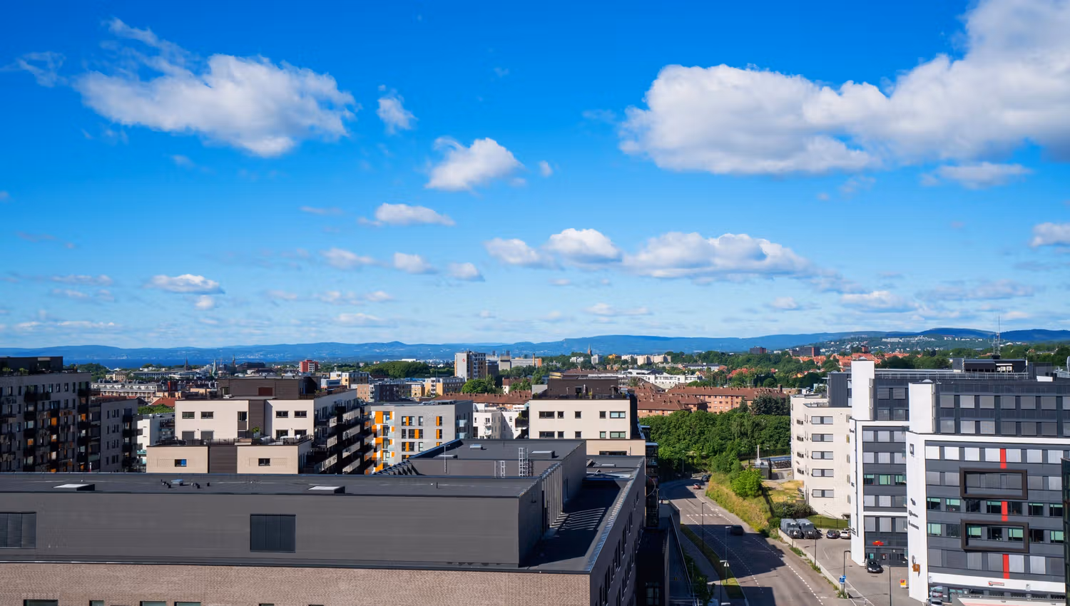 view over Oslo from the roof of Thon Hotel Storo. Photo