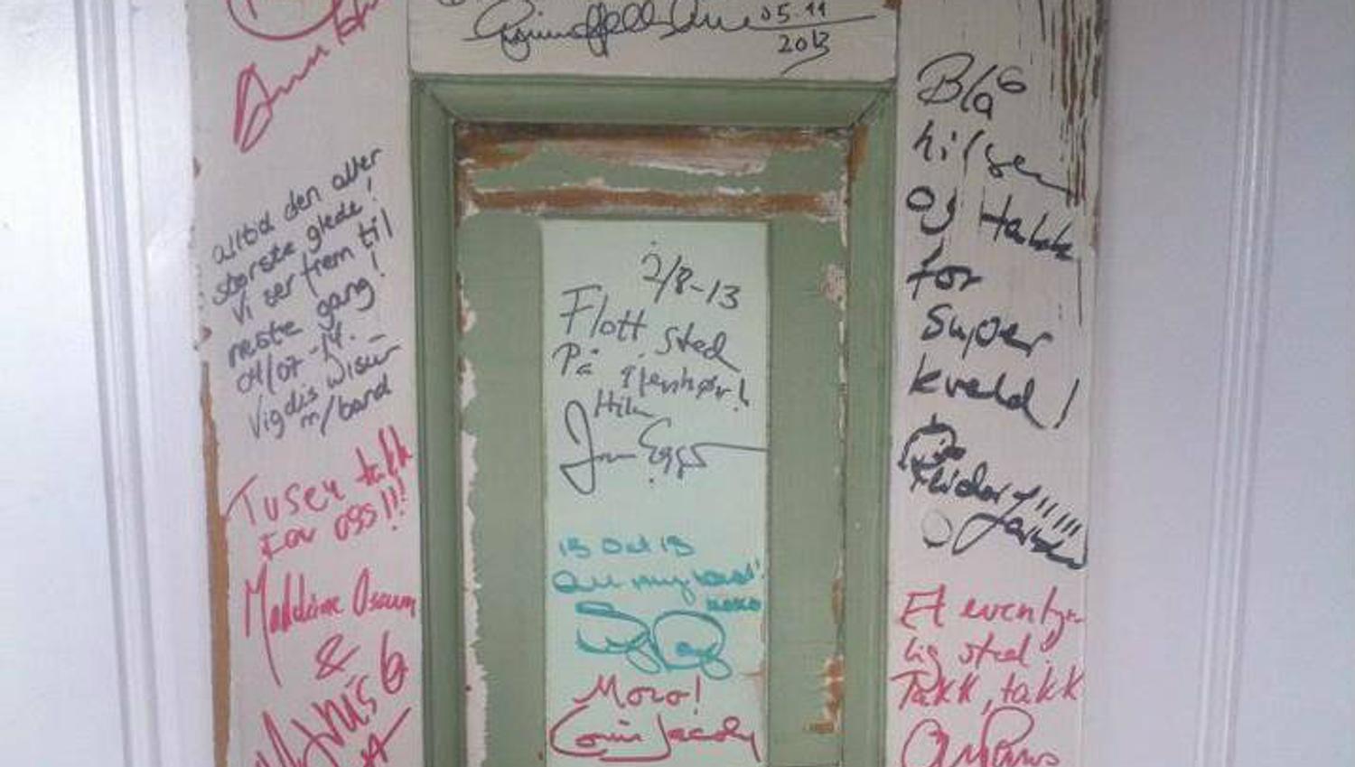 Door with writing