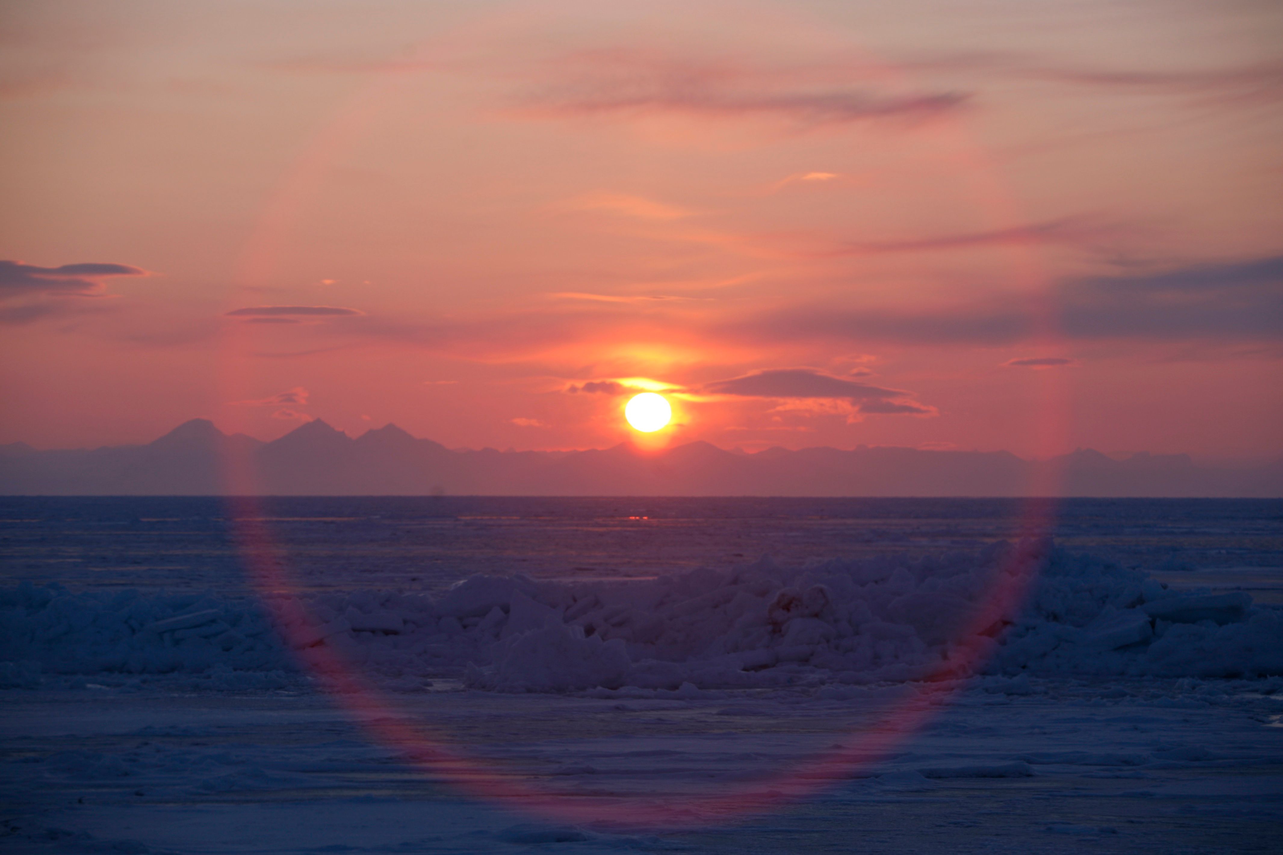 Red halo around the midnight sun