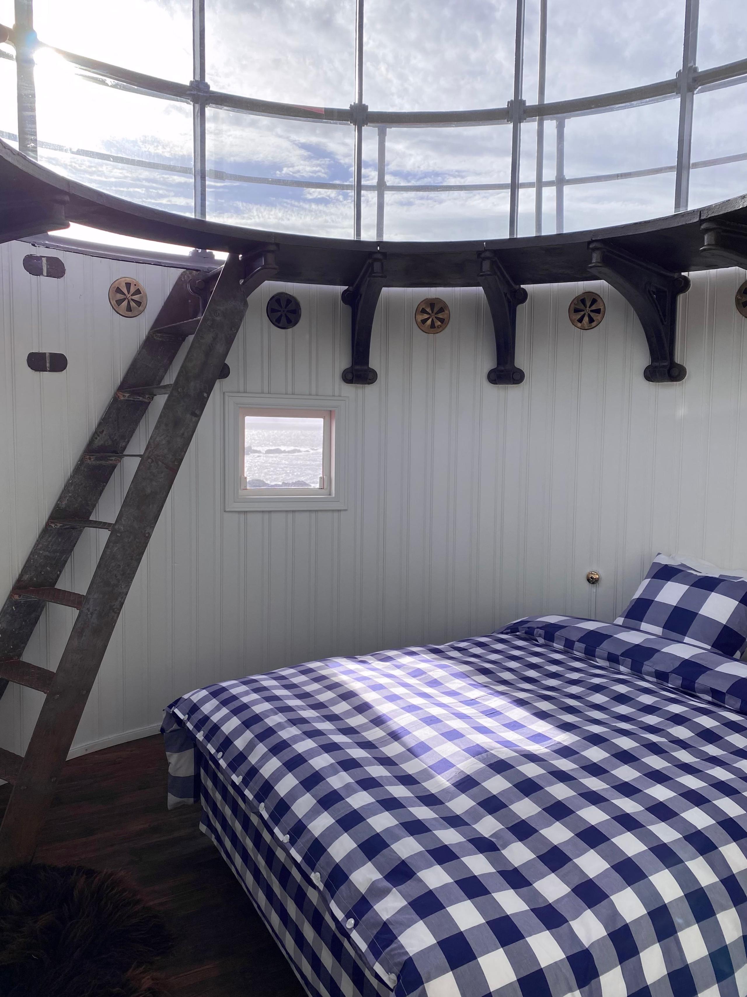 Lighthouse tower suite with bed from Hästens.