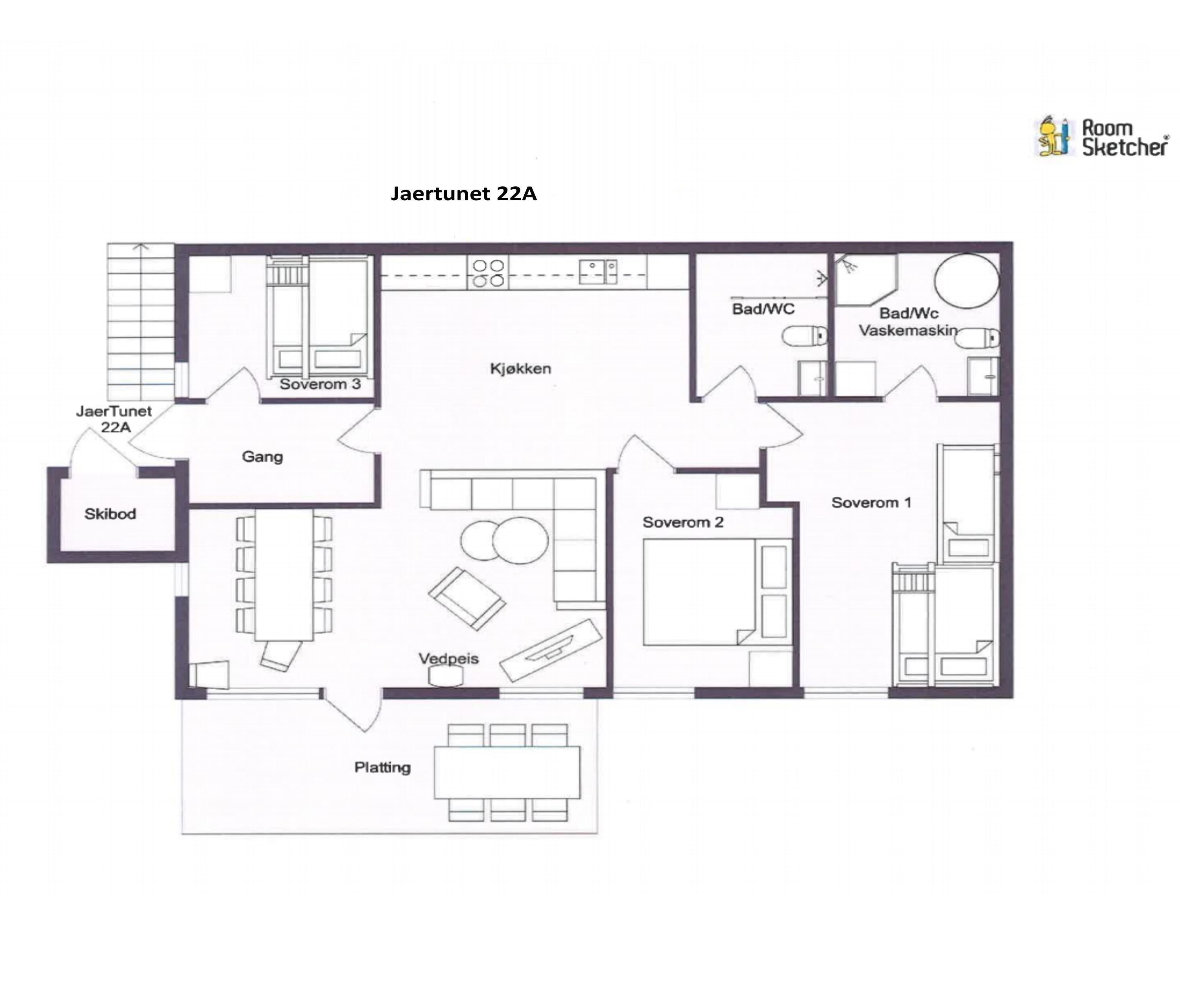 A floor plan of a house.