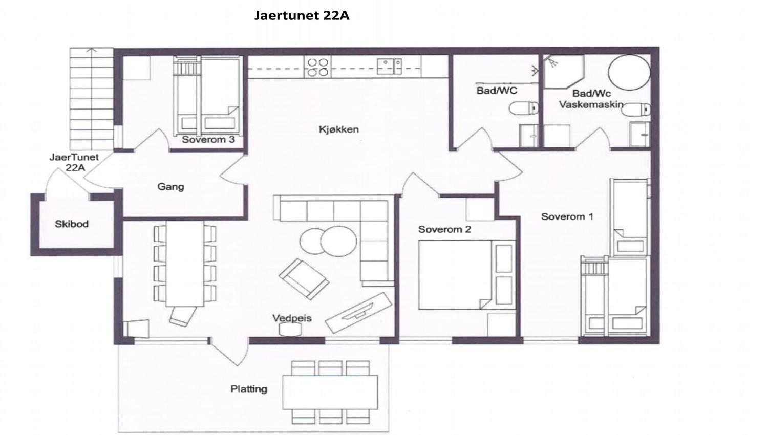 A floor plan of a house.