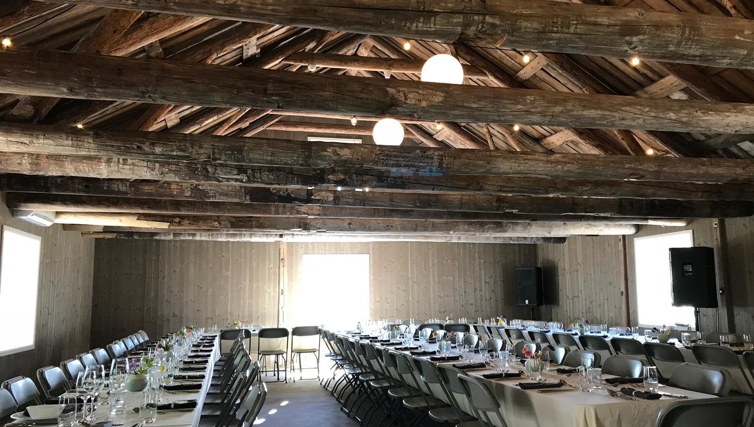Set tables in the barn