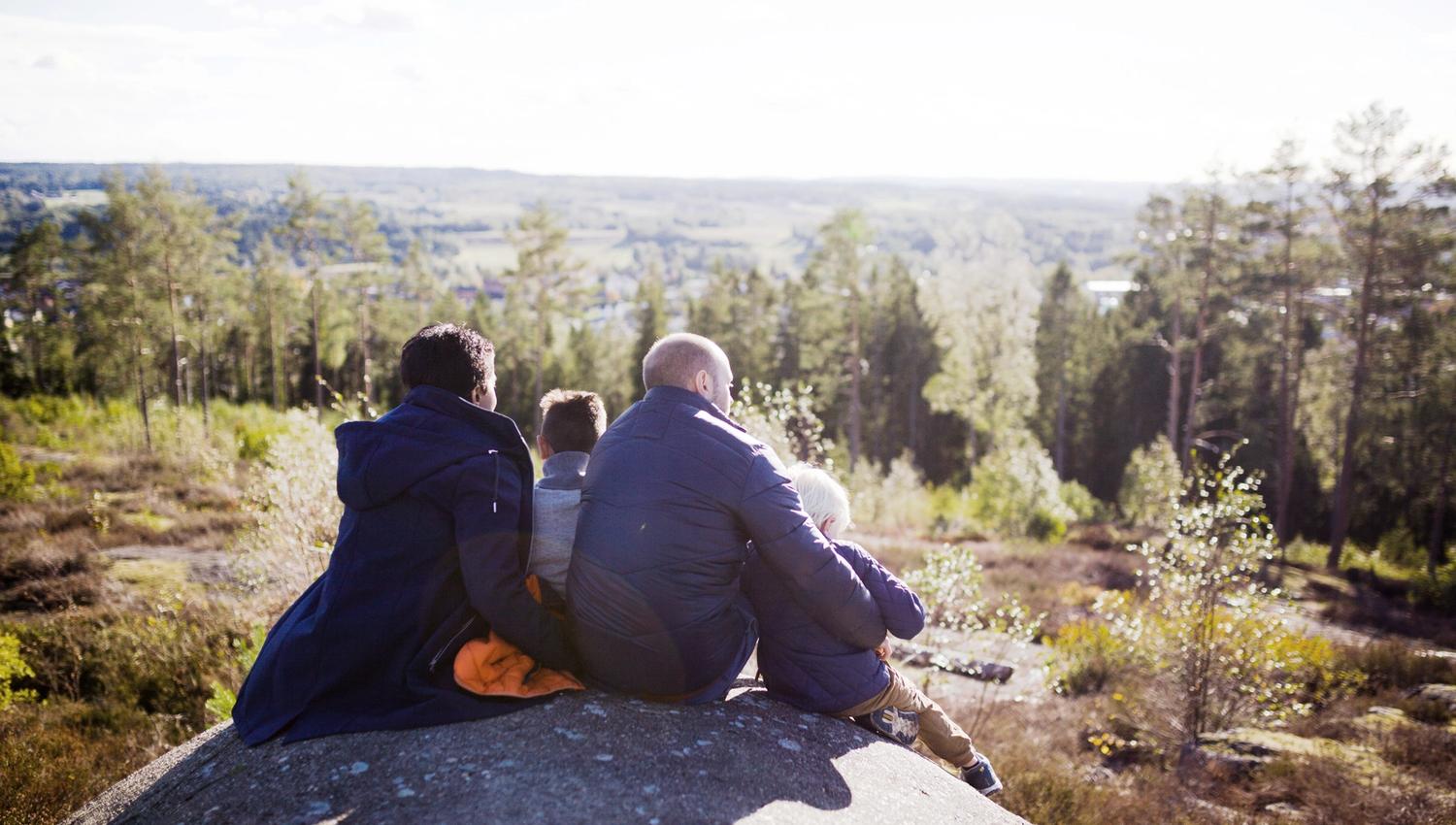 family sitting on the fort