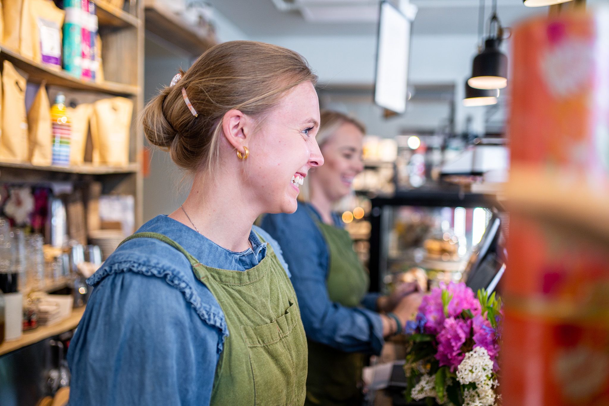 two women working in a store 