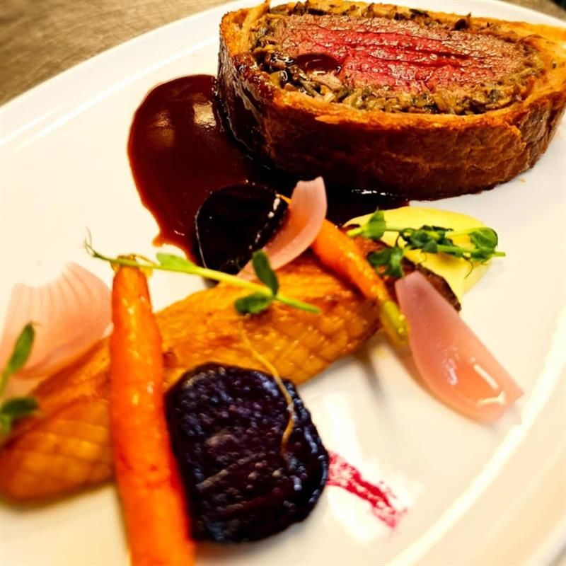 Detail of steak with accessories