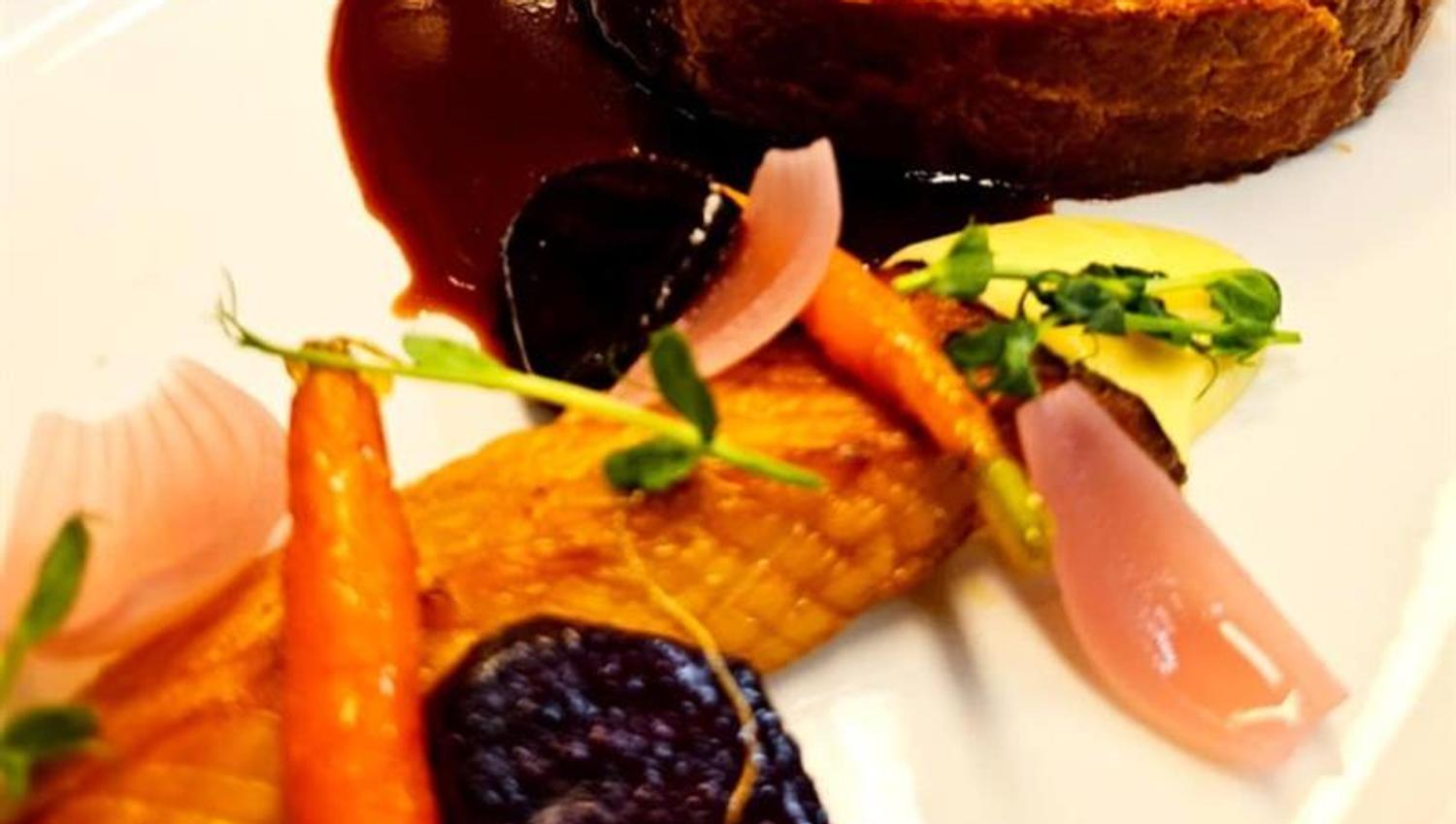 Detail of steak with accessories