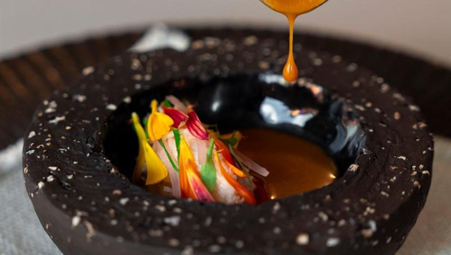 delicate and colourful small dish