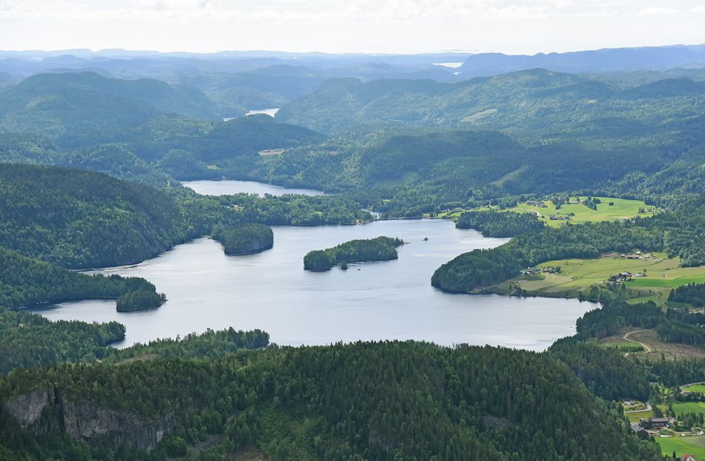 Vannet Gorningen i Siljan sett fra fugleperspektiv