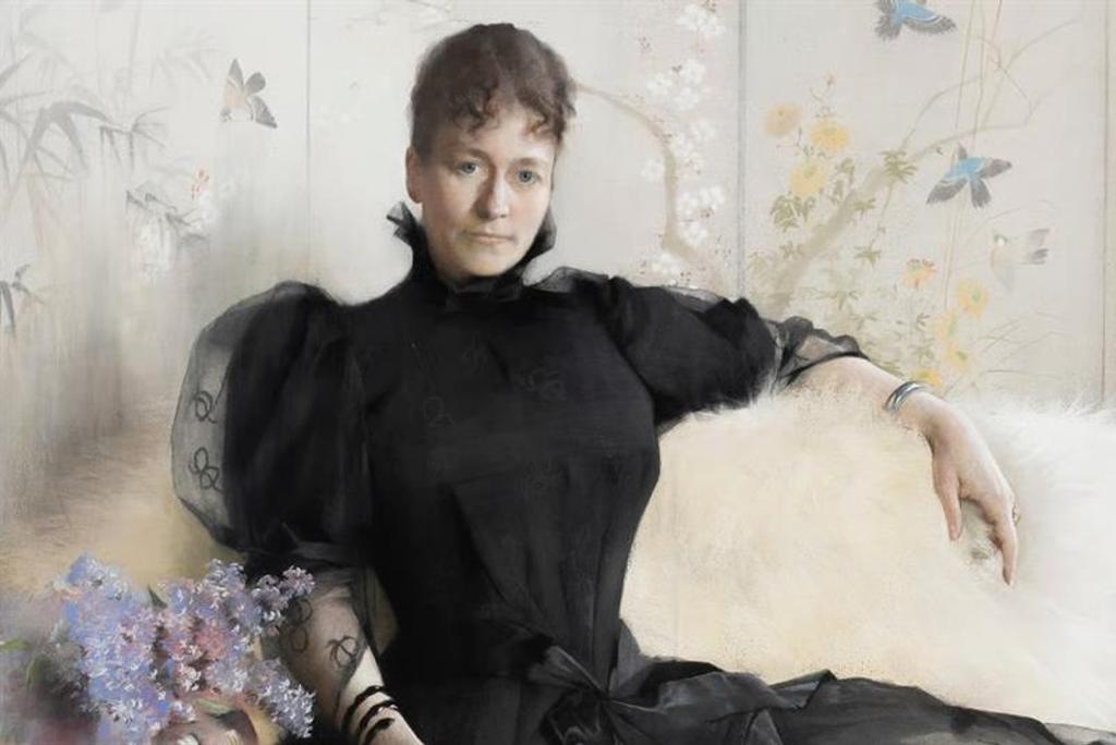 Asta Nørregaard, "Portrait of Elisabeth Fearnley" (cropped), 1892.