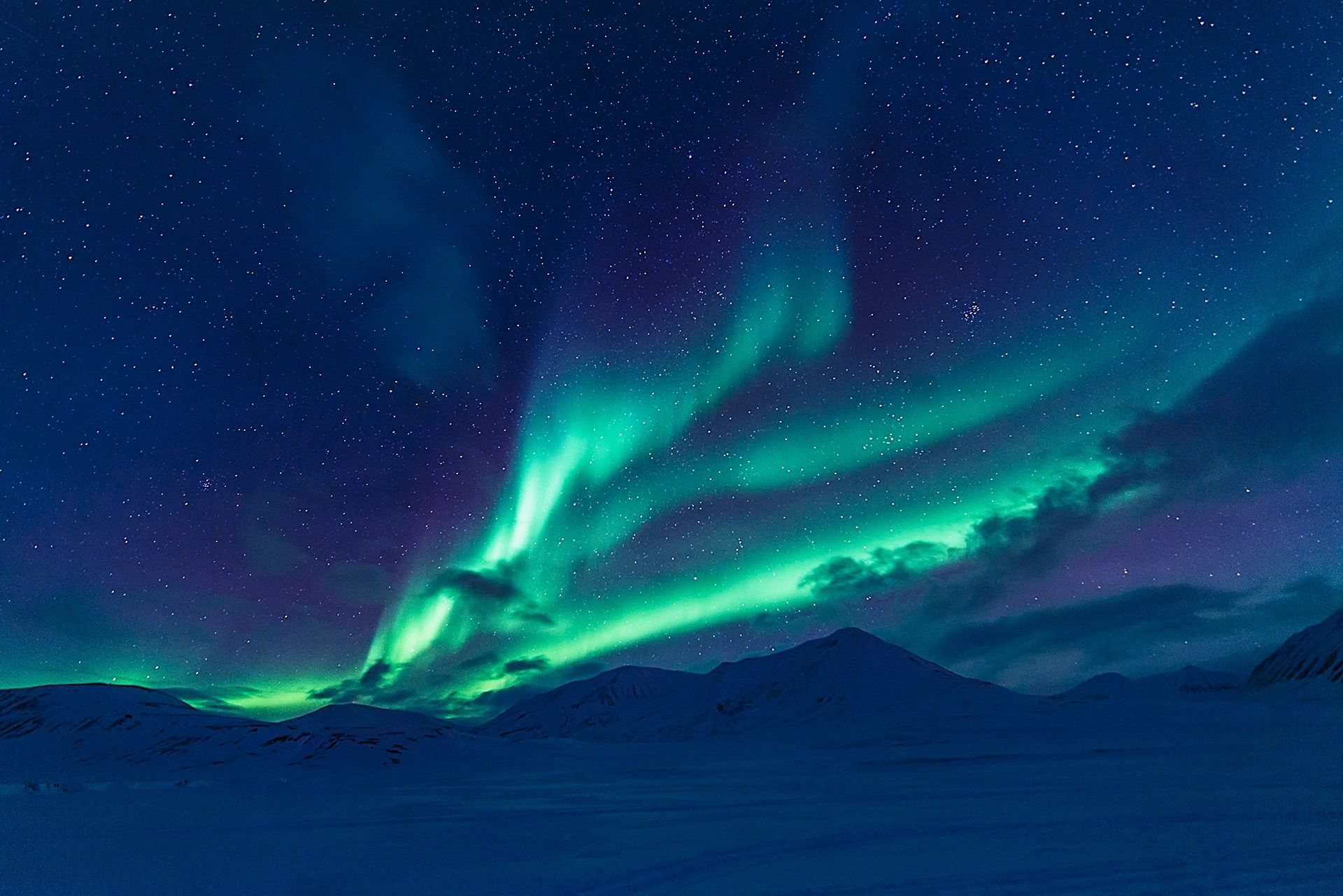 Nordlys som skinner på himmelen