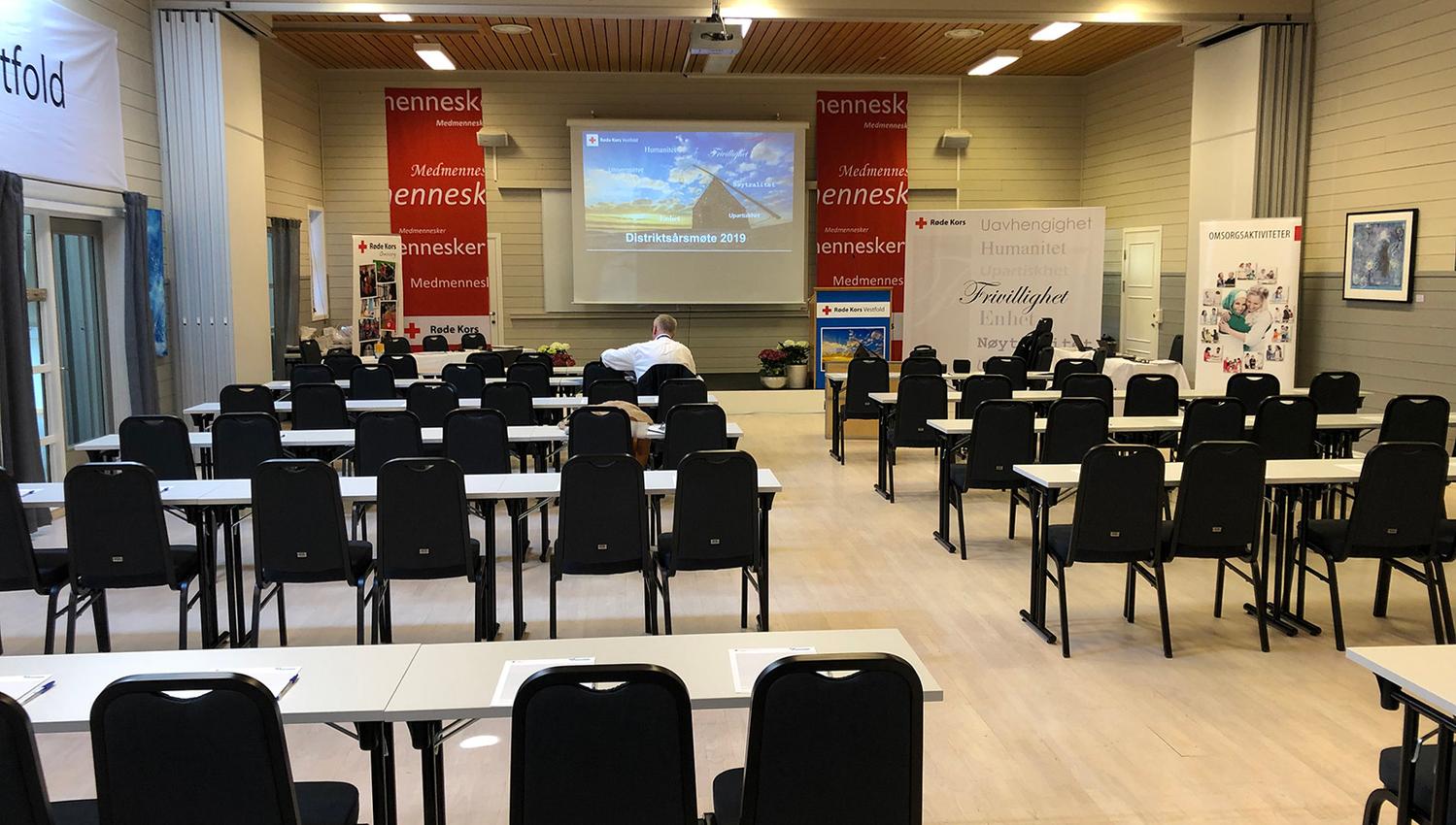 Conference room with table and chairs
