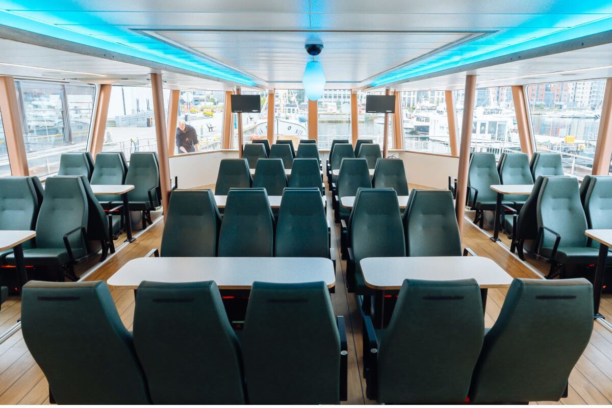 The lounge in the boat
