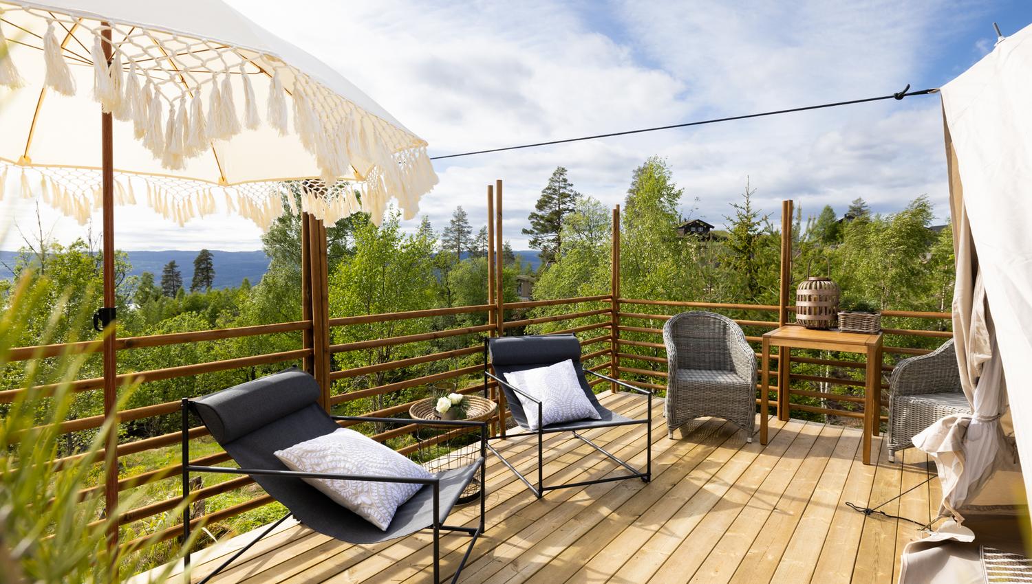 Outside area with chairs and tables.