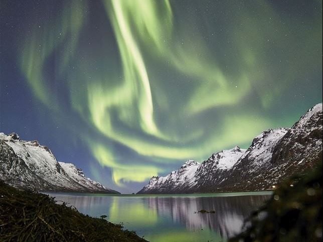Northern Lights over mountains