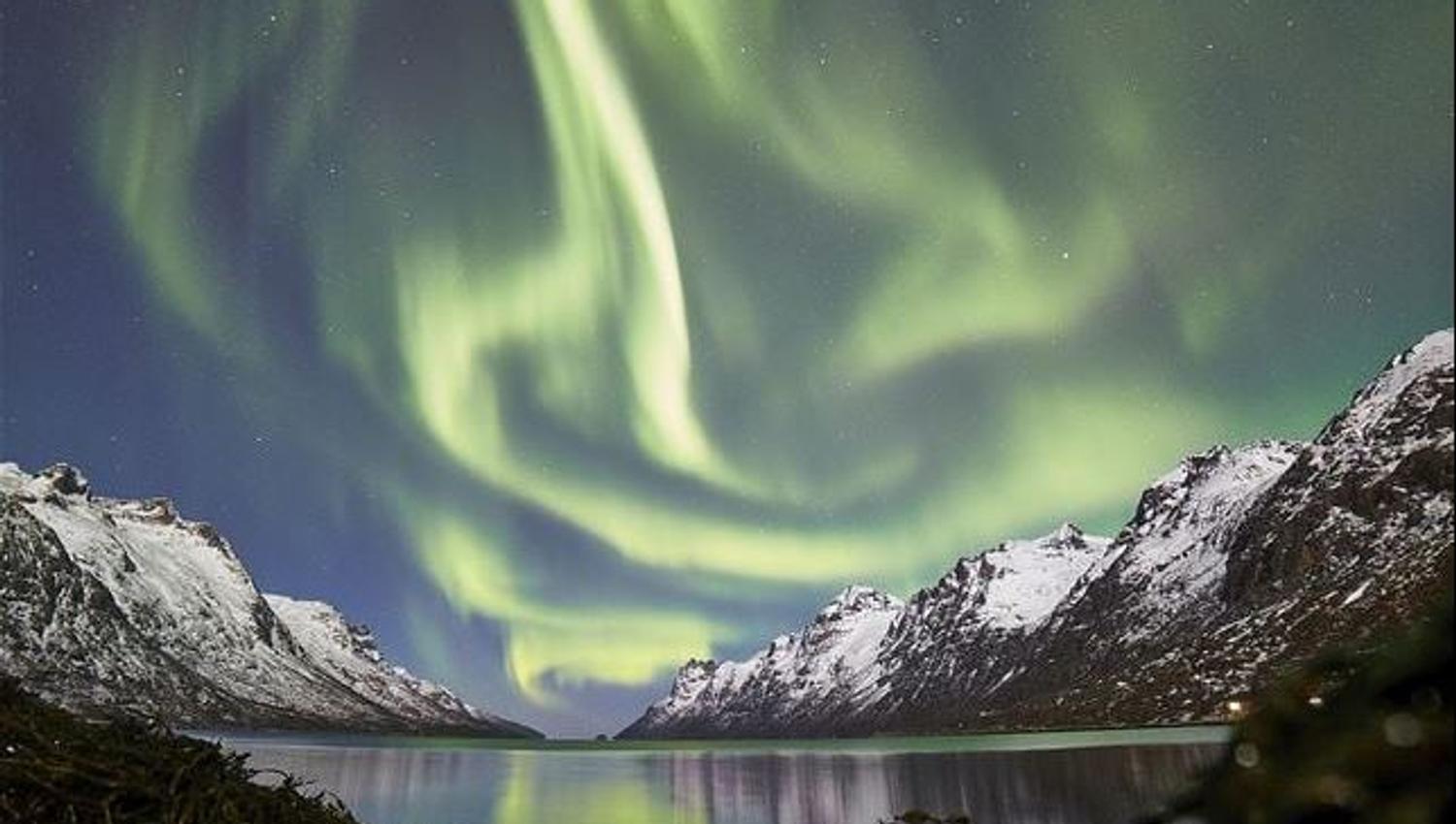 Northern Lights over mountains