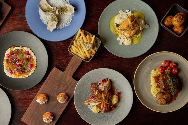 Detail of various dishes