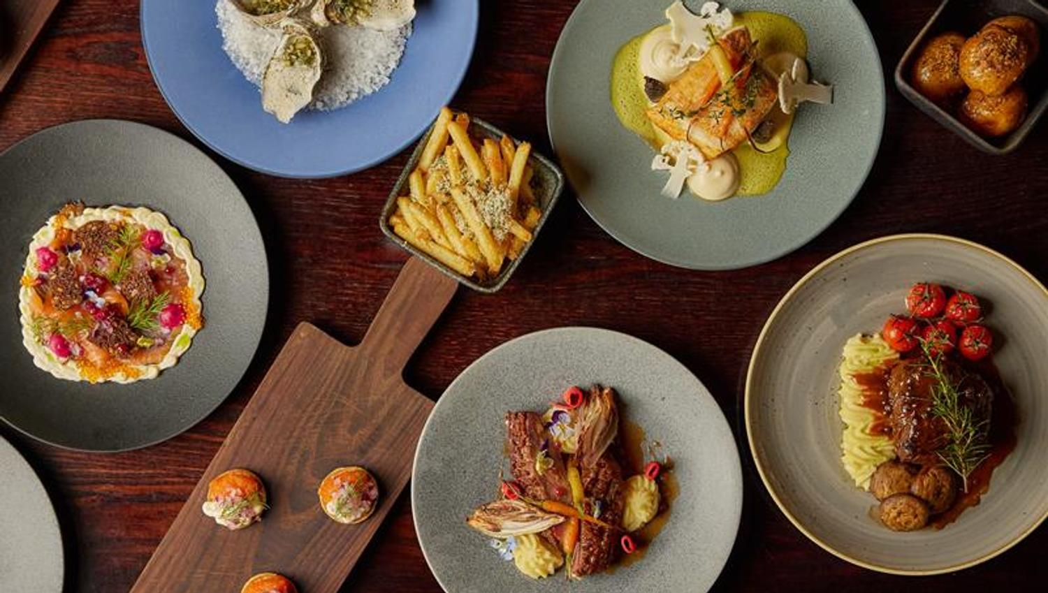 Detail of various dishes