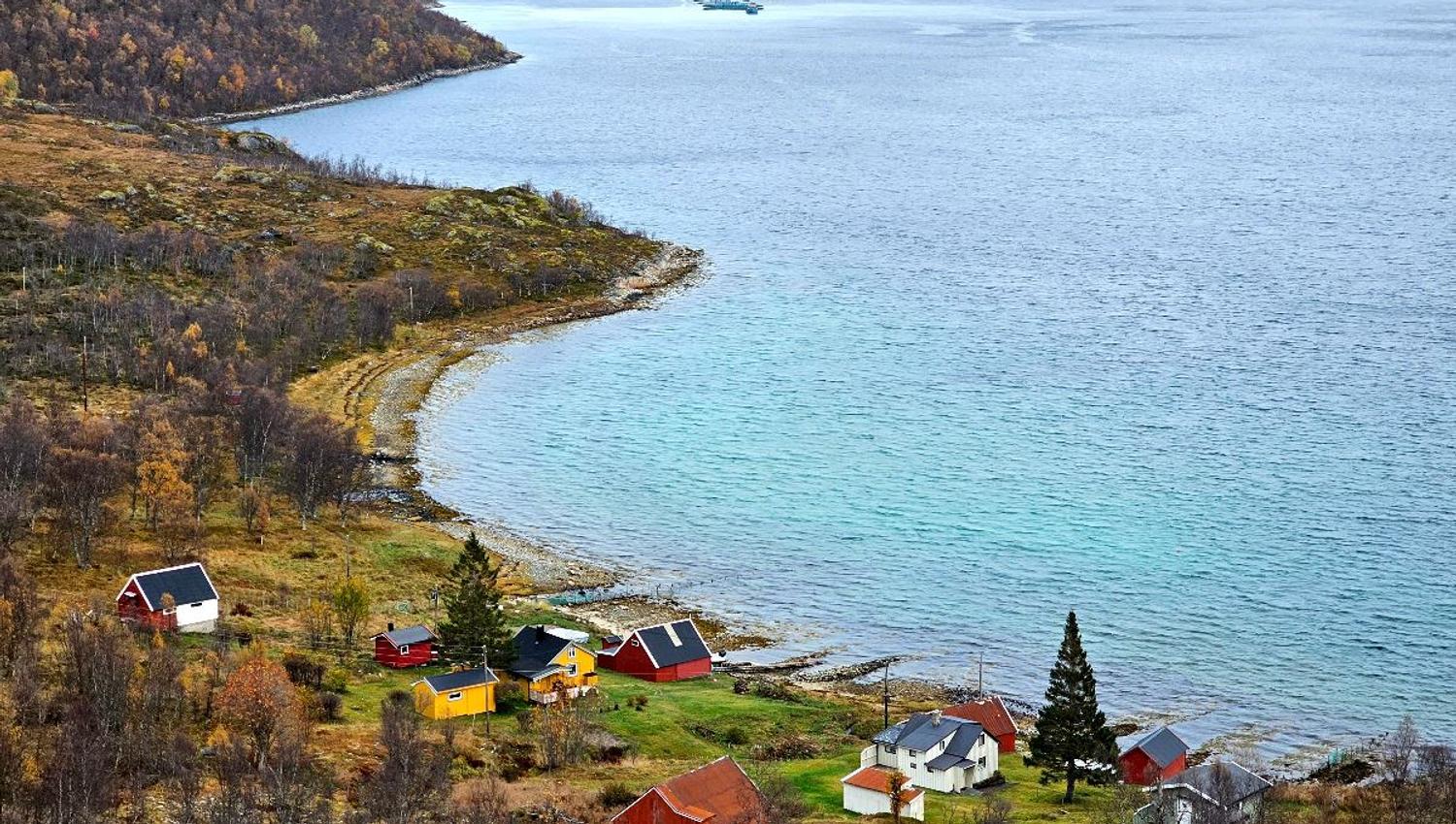 Coast and fjord view in the autumn