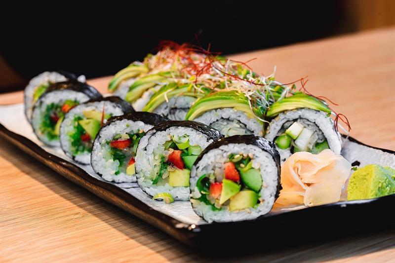 Detail of maki rolls.
