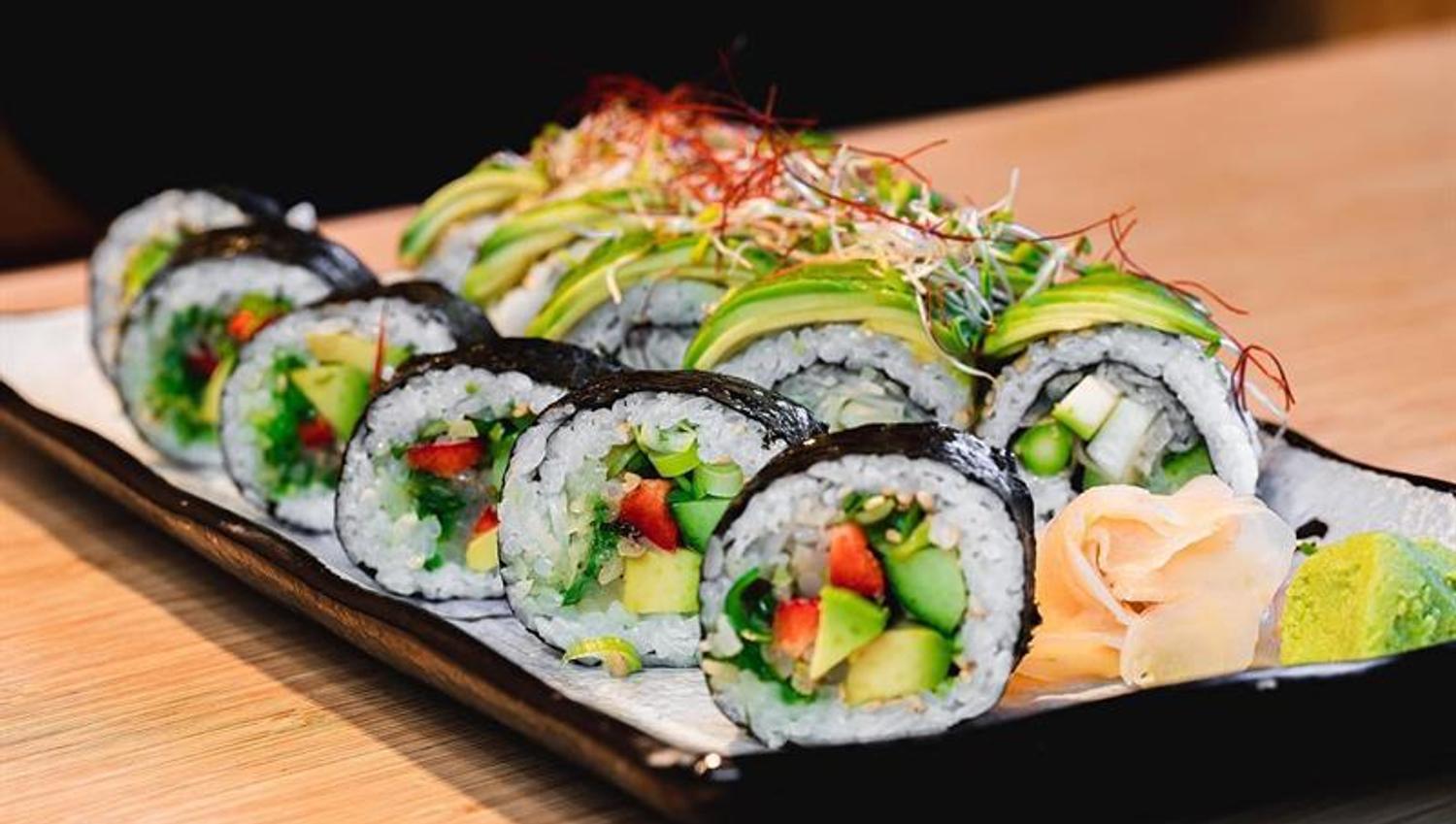 Detail of maki rolls.
