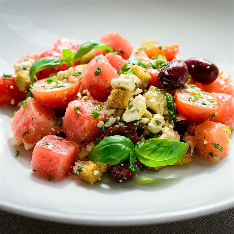 detaljbilde: salat med vannmelon