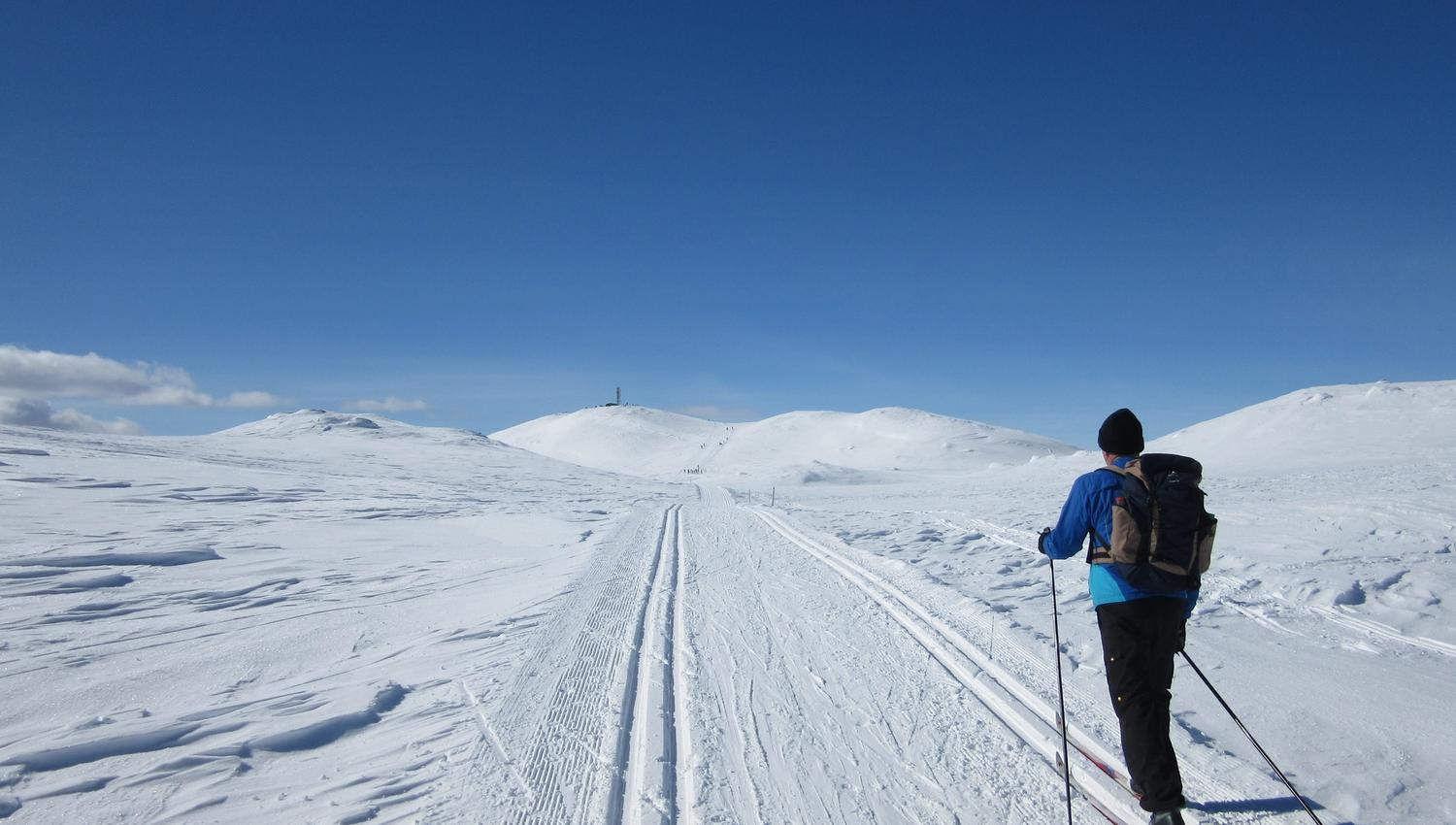 Spåtindtoppen på ski. Foto R Gravem