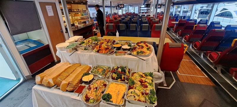 Buffet on board the boat