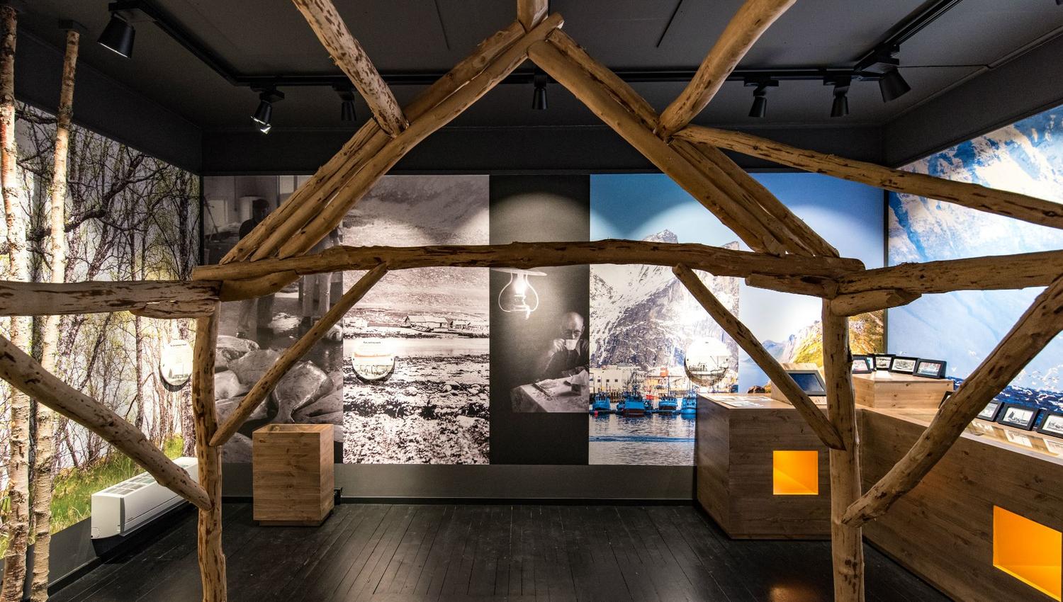 inside the museum, with various nature pictures