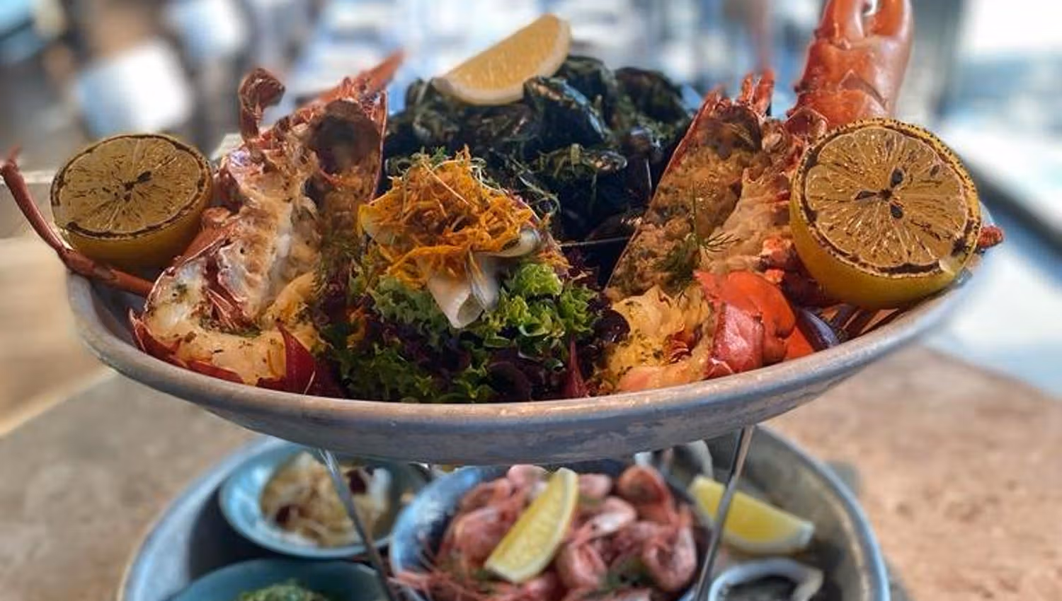 Detail of assorted seafood.