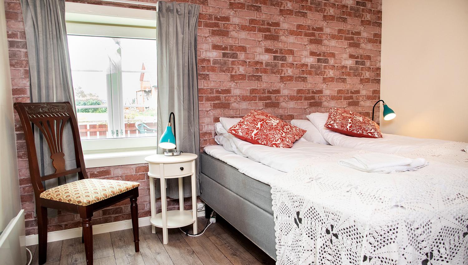 One of the bedrooms in the barn