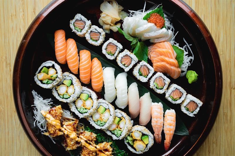 Detail of sushi plate.