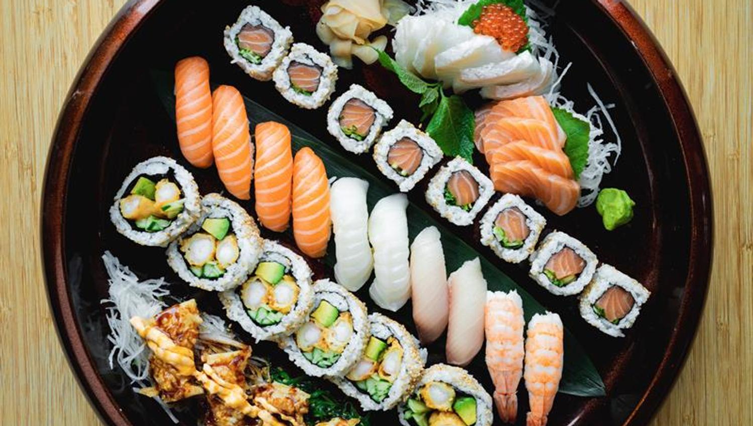 Detail of sushi plate.
