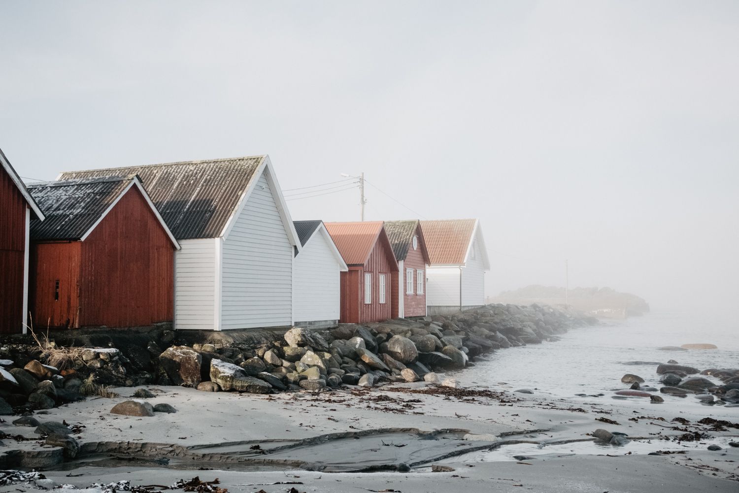 The boathouses at Ølbergstranden beach