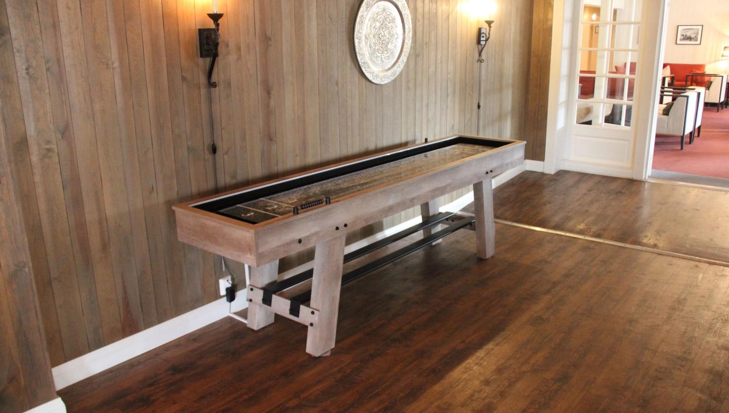 A table in a room.