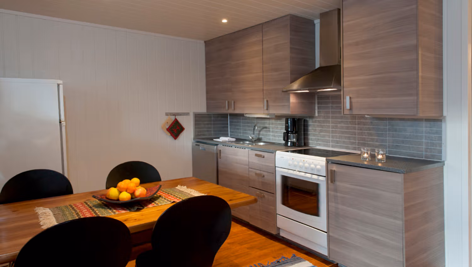 Modern kitchen and dining area